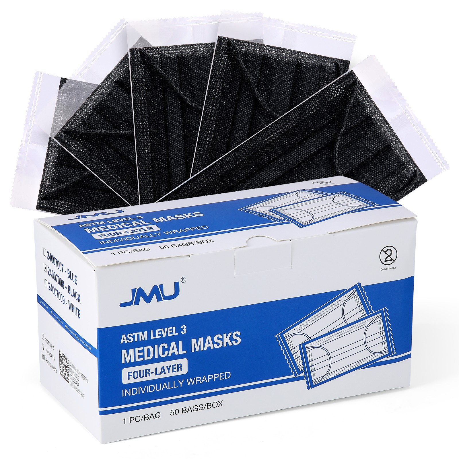 JMU Disposable Medical Face Masks 4-Ply ASTM Level 3 Ear-Loop Face Masks