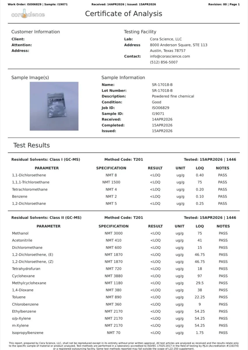 SR-17018 1 Gram LIMITED TIME SALE 1000mgs Laboratory Chemical CAS 2134602-45-0
