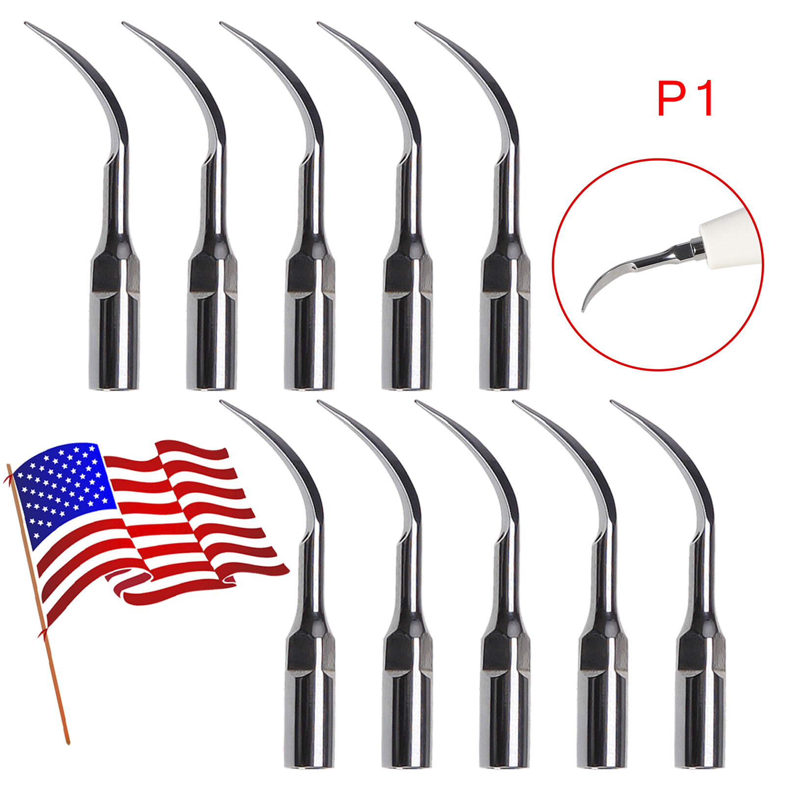 5-20*Dental Ultrasonic Piezo Scaler Perio Tips P1 Fit EMS/Woodpecker Handpiece Y