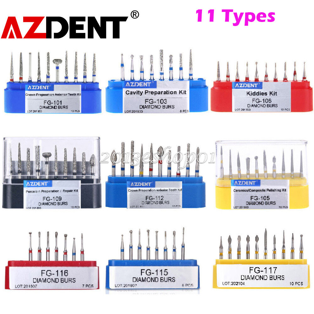 AZDENT Dental Diamond Burs for High Speed Handpiece FG101-FG111