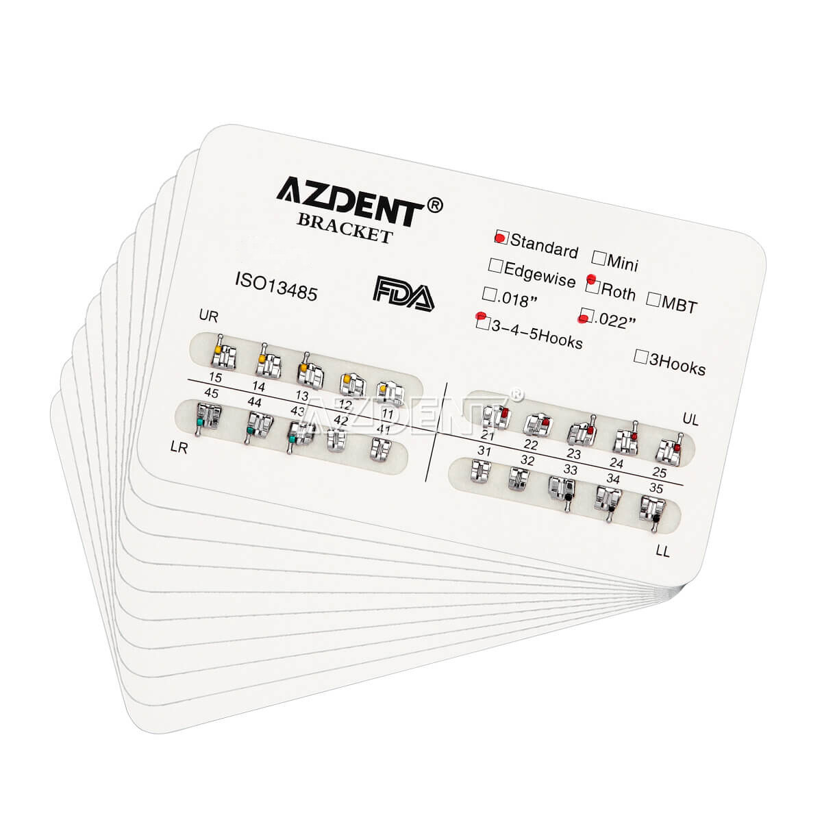 Dental Orthodontic Brackets Teeth Braces Standard Roth .022 Hooks 3-4-5