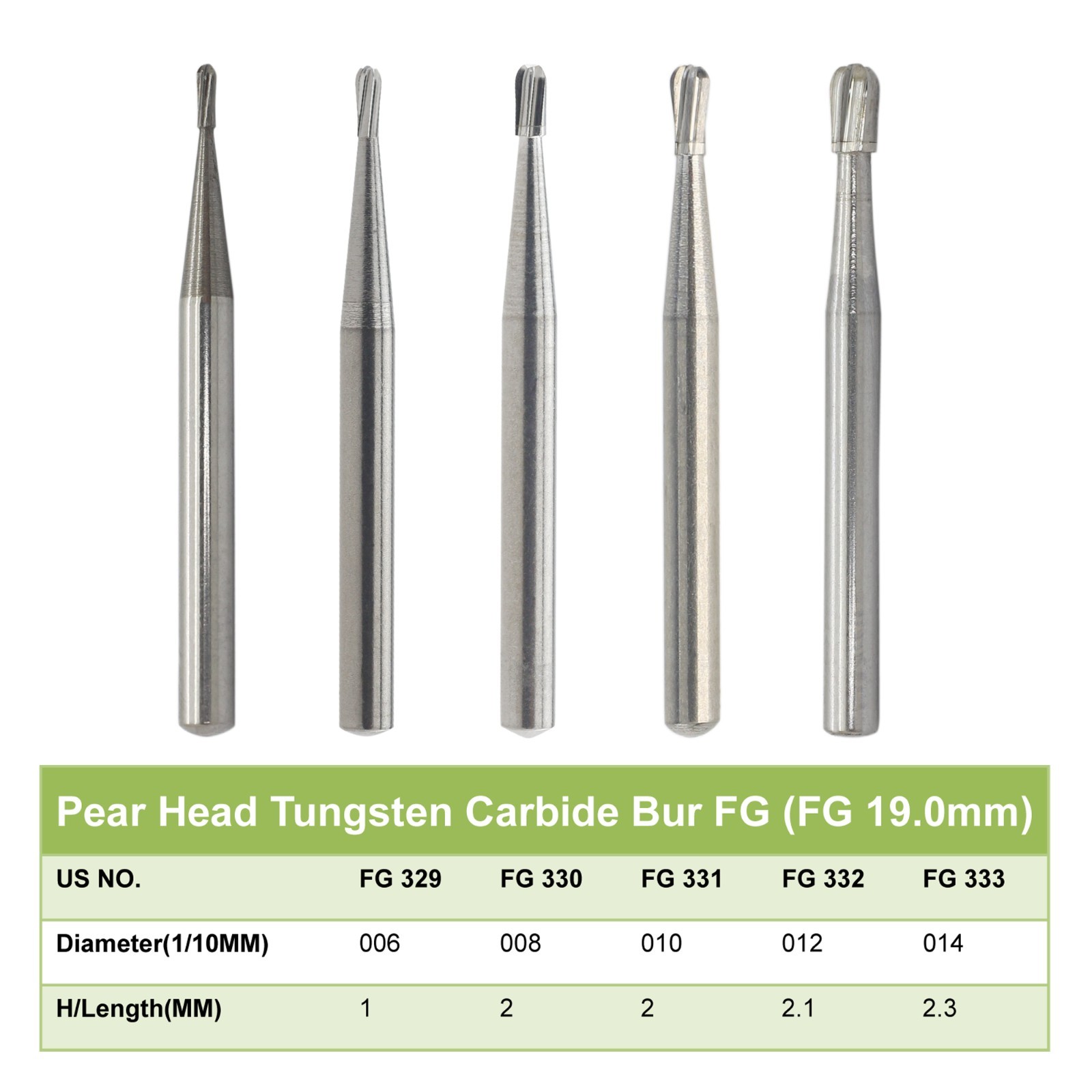 Wave Dental Carbide Bur FG Diamond Burs Football Pear Round End Taper High Speed