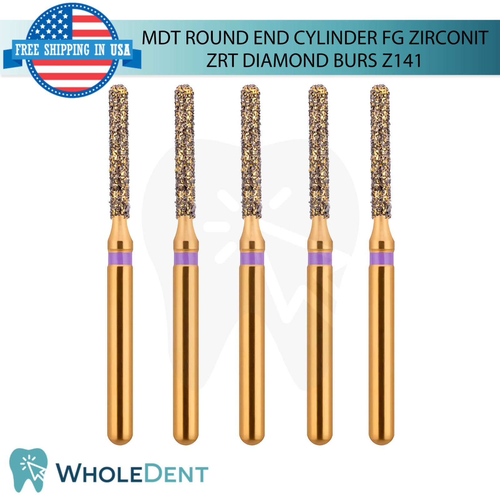 Dental MDT FG ZirconIT ZRT Round End Cylinder Z141 Diamond Burs L22.0mm Tool