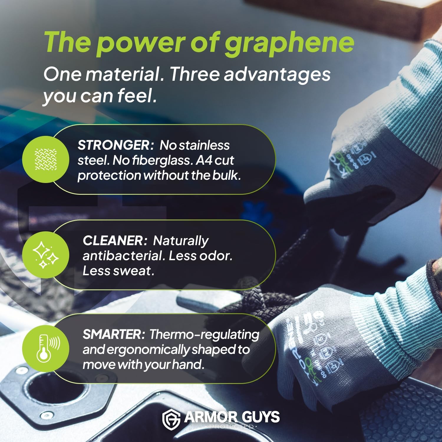 Armor Guys 00-840 Cut Resistant Work Gloves Ansi A4 Pro Graphene Machine