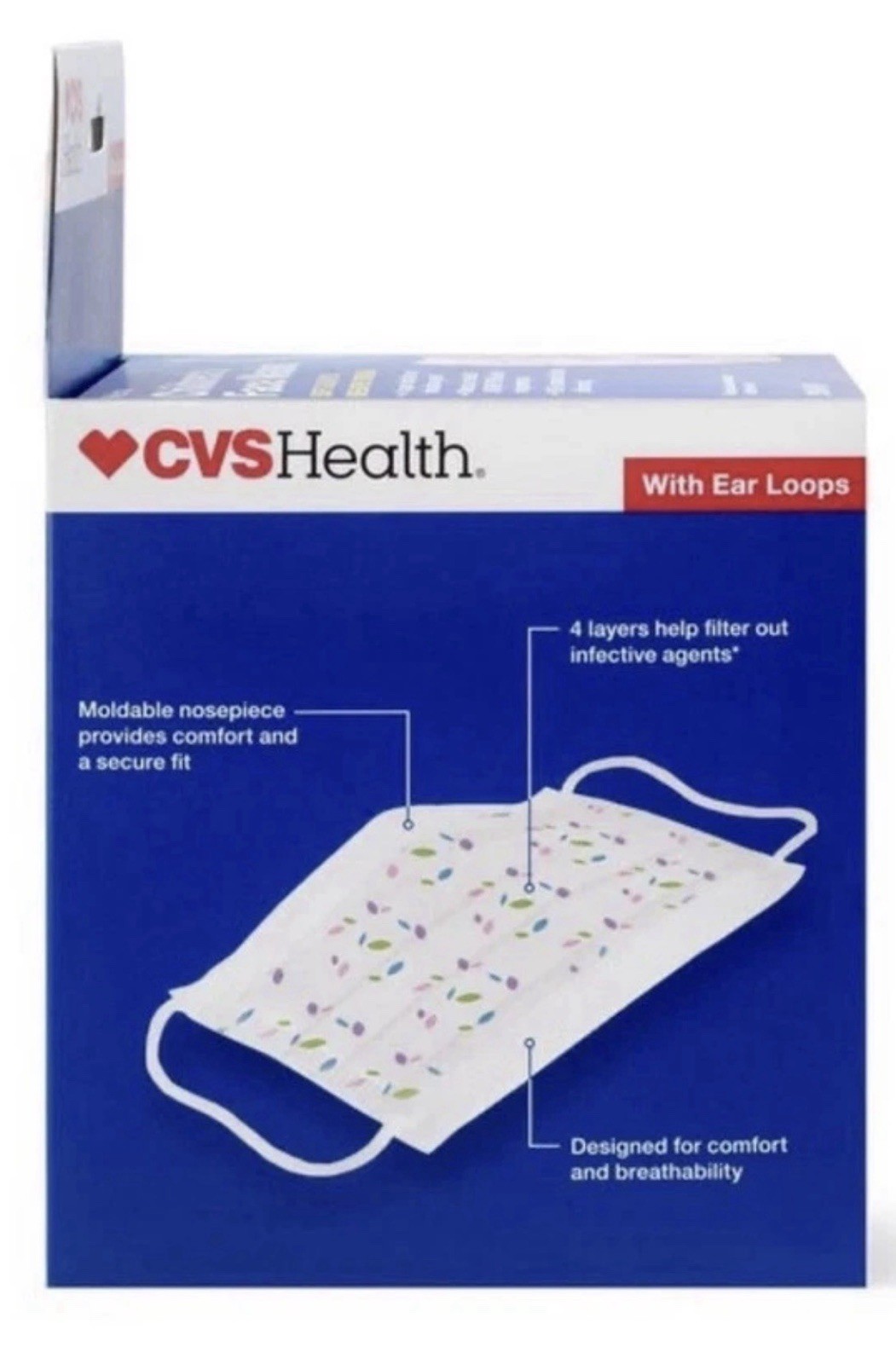Children’s Medical Face Mask 4 Layer, CVS, 20 ct., Ages 4-12.