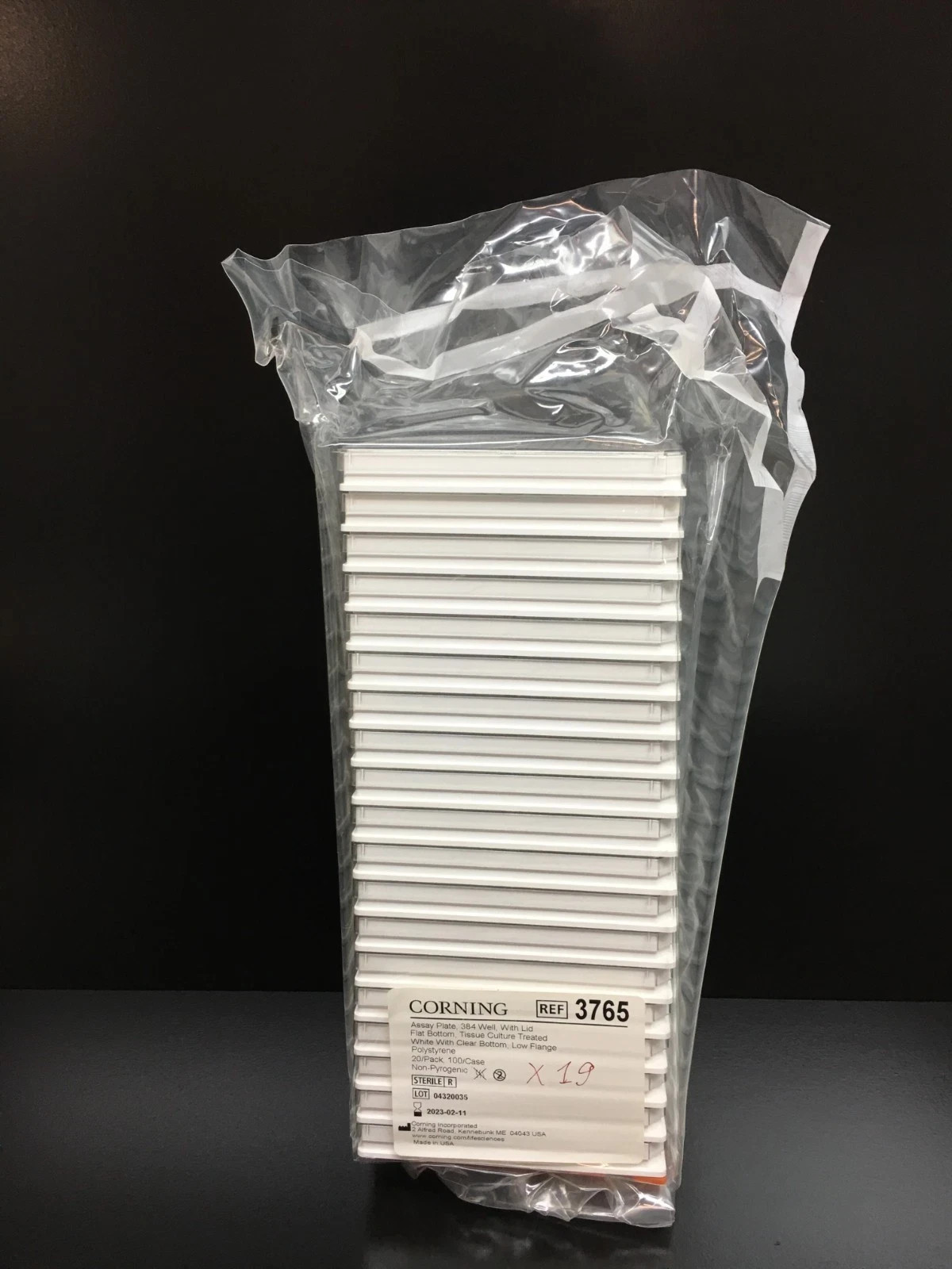 Corning REF 3765 Cell Culture Treated 384 Well Flat-Bottom Microplate Lot 19 PCS