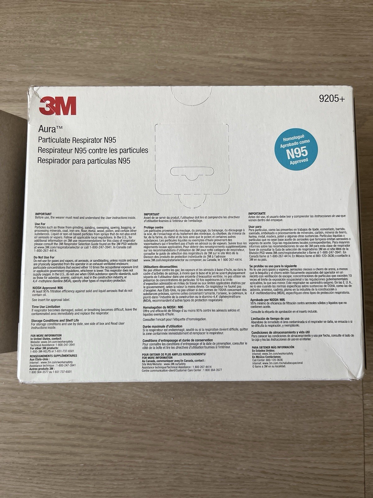 3M 9205+ Aura N95 Particulate NIOSH Protective Respirator Face Masks 20 Pack