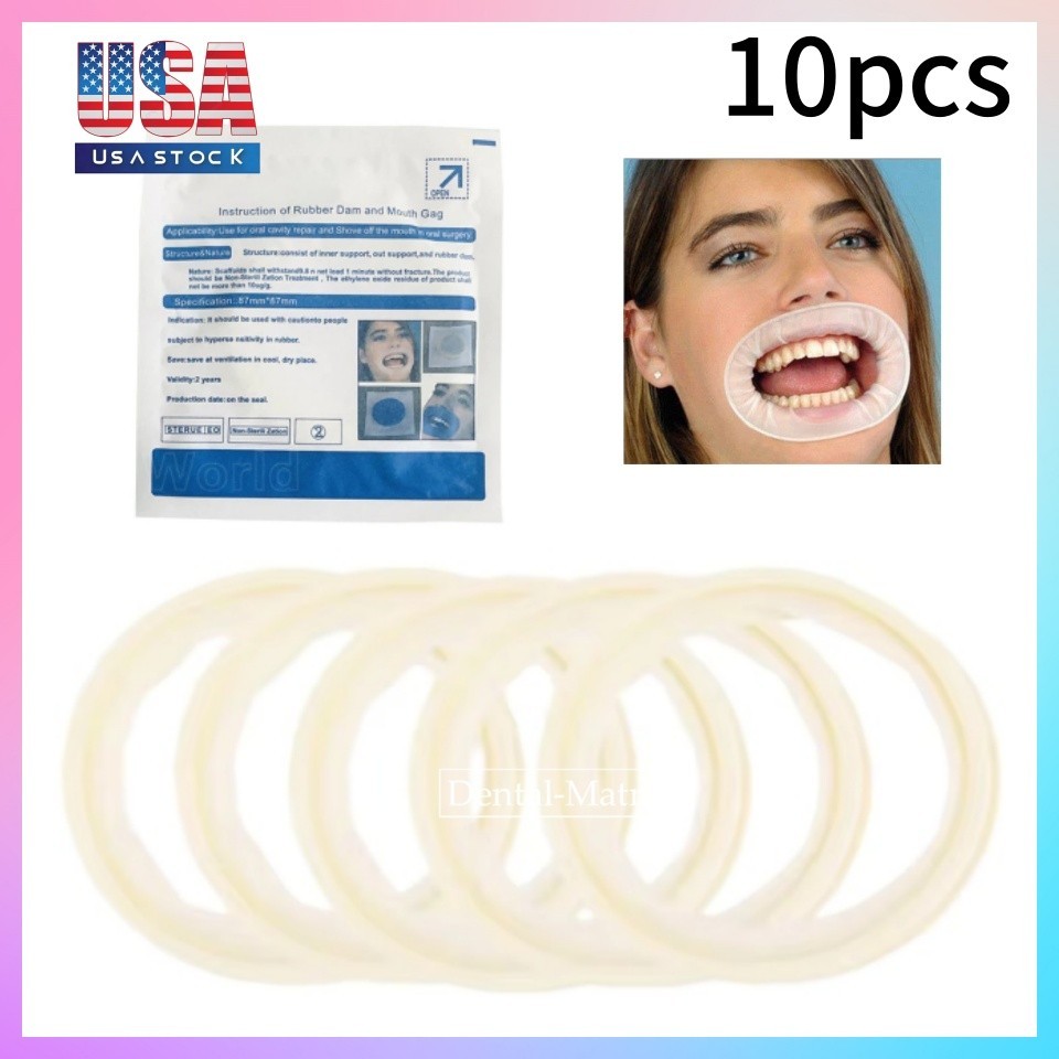 10Pcs Disposable Sterile Rubber Dam Dental Cheek Lip Retractor Opener Latex Free
