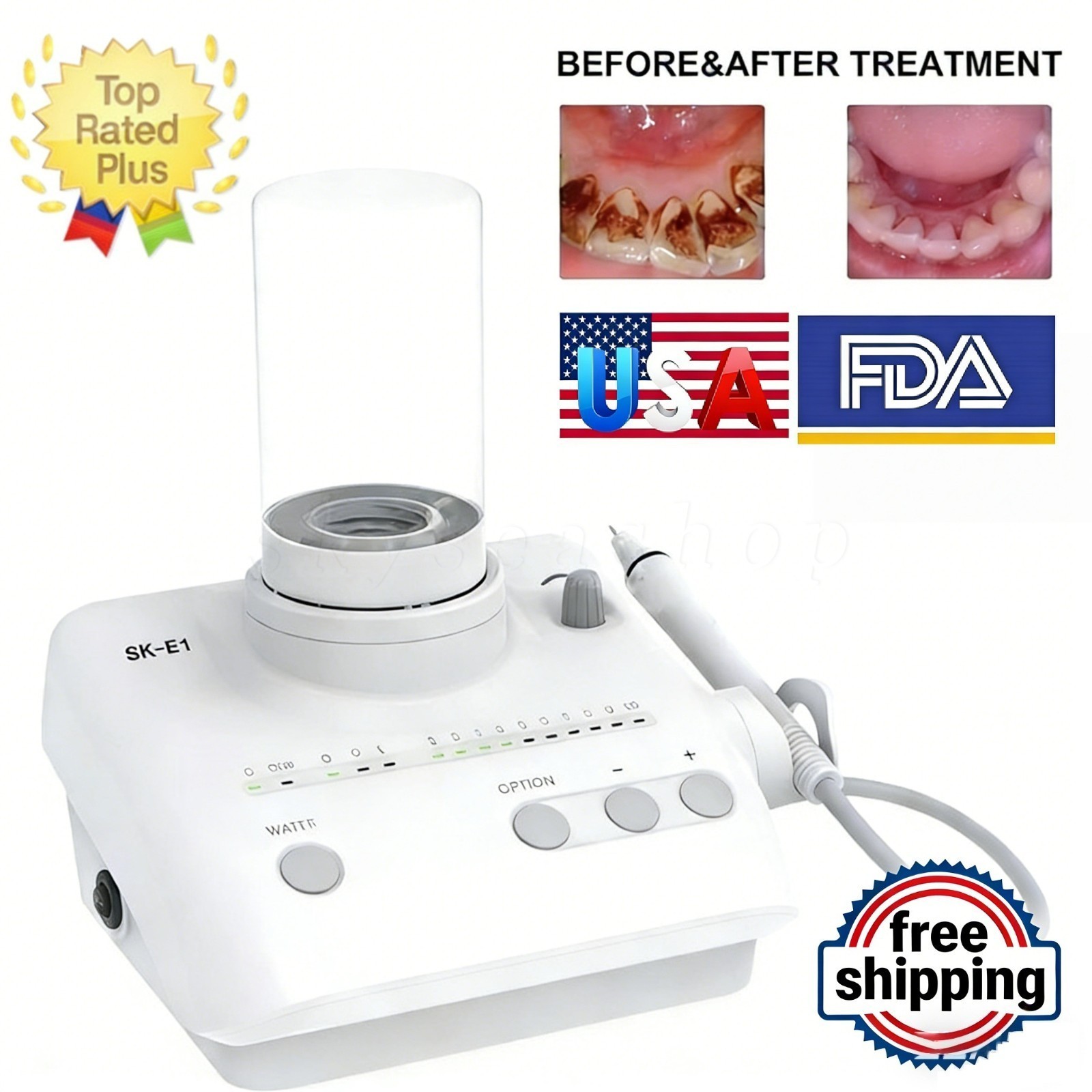 Dental Ultrasonic Piezo Scaler Handpiece w/2 Bottles Fit EMS Cavitron SKYSEA