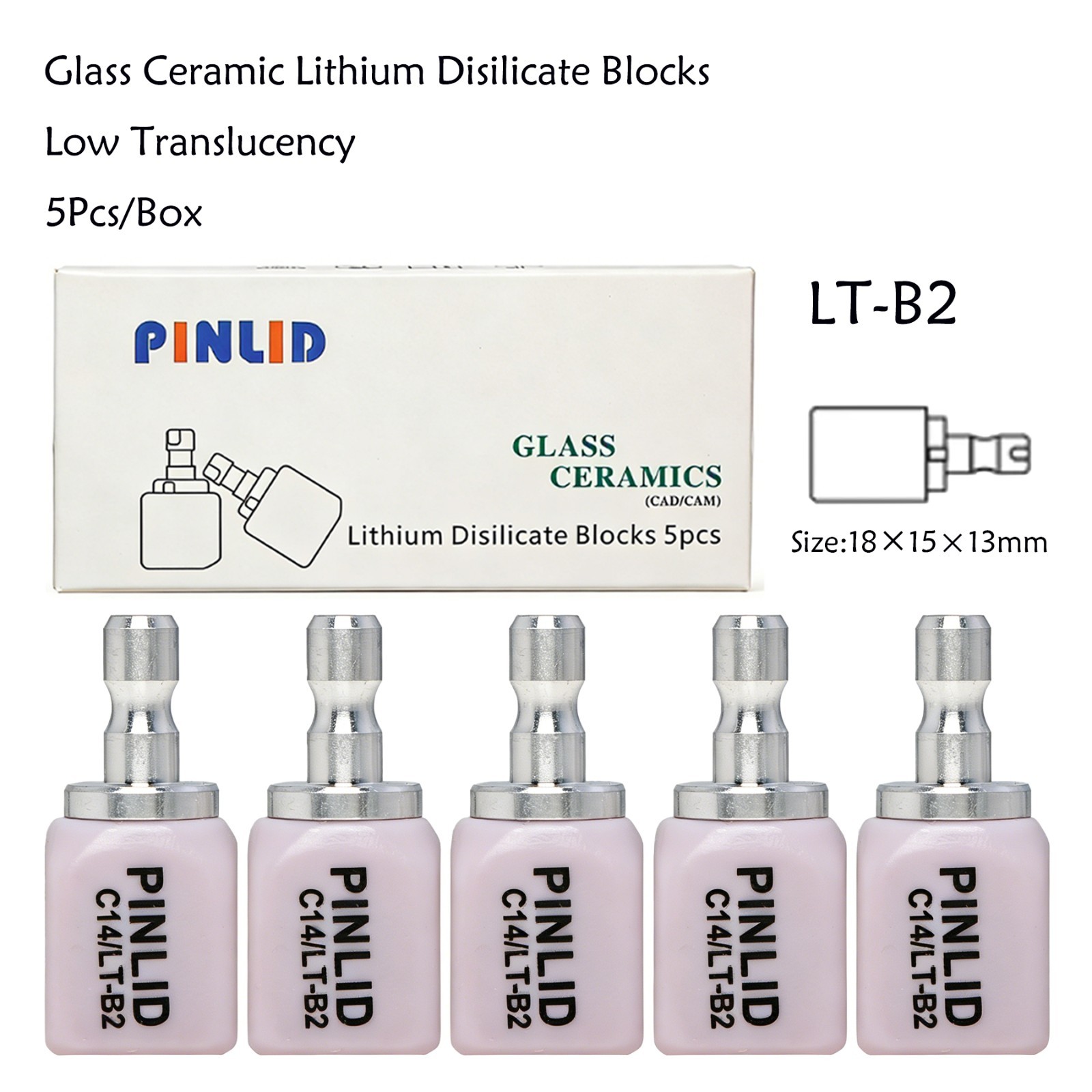US C14 Emax Dental Glass Ceramic LT Lithium Dislicate CAD/CAM Cerec Blocks 5PCS