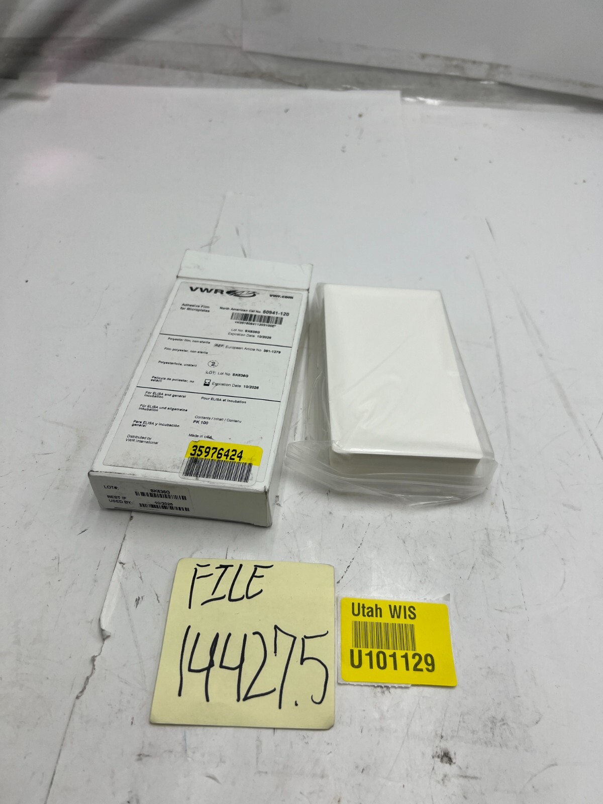 Pack of 100 VWR Adhesive Film 60941-120 for Microplates Polyester Non-Sterile