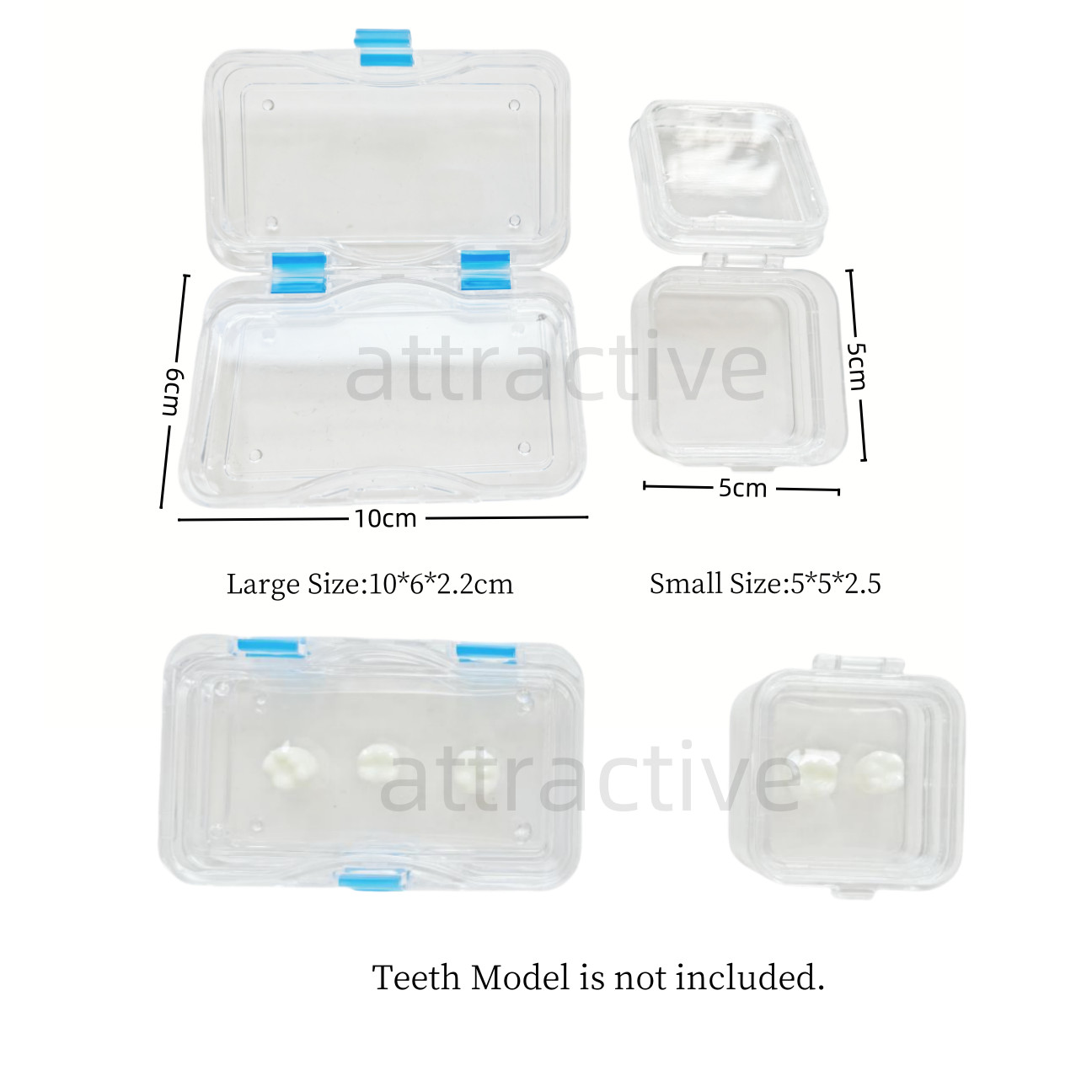 Denture Case Retainer Acrylic Jewelry Storage Box Hinged Display Dental Membrane