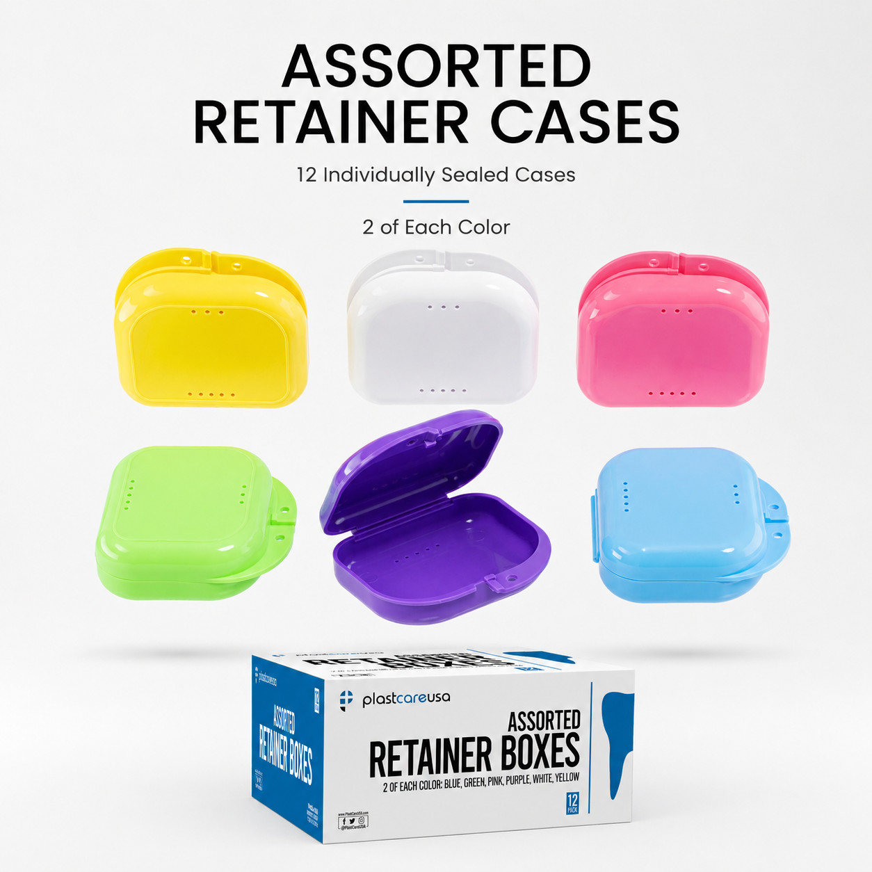 Sealed Assorted Dental Retainer Boxes Denture Case, Mouthguard Containers