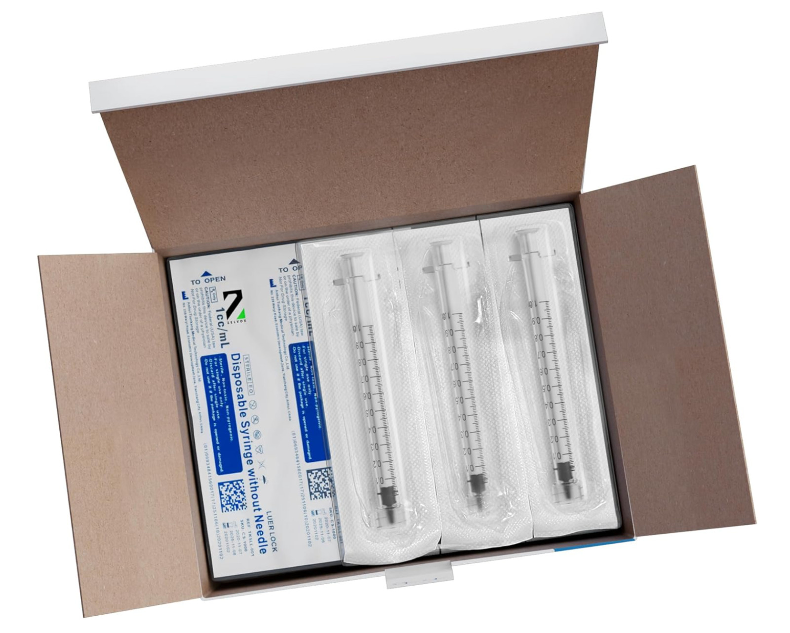 Syringes without Needle 1ml Luer Lock Sterile Syringe (No Needle) Box of 100