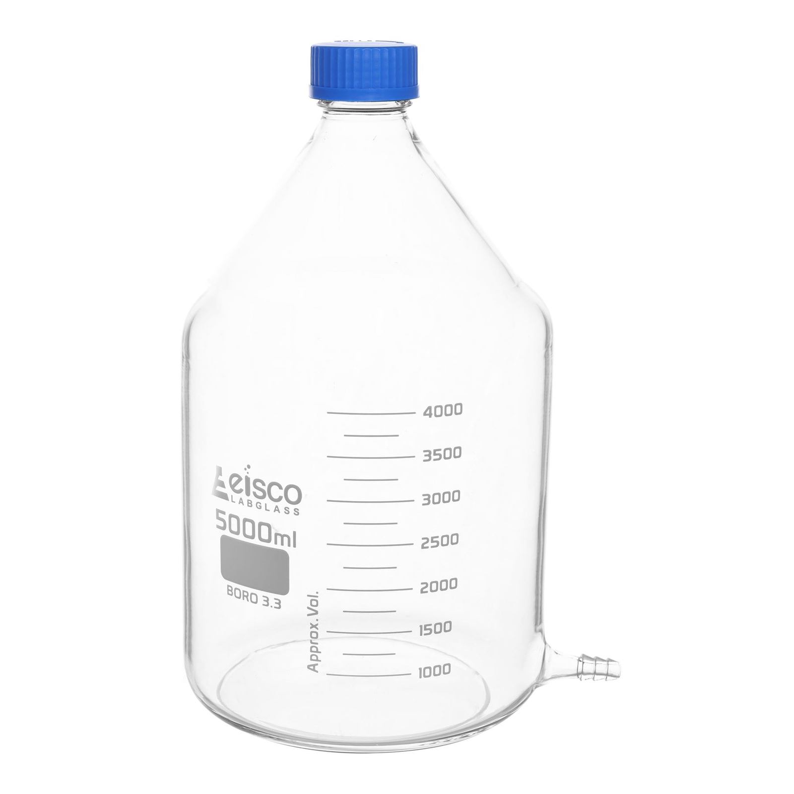 Eisco Labs 5000mL Aspirator Bottle with Screw Cap & Outlet – Borosilicate Glass