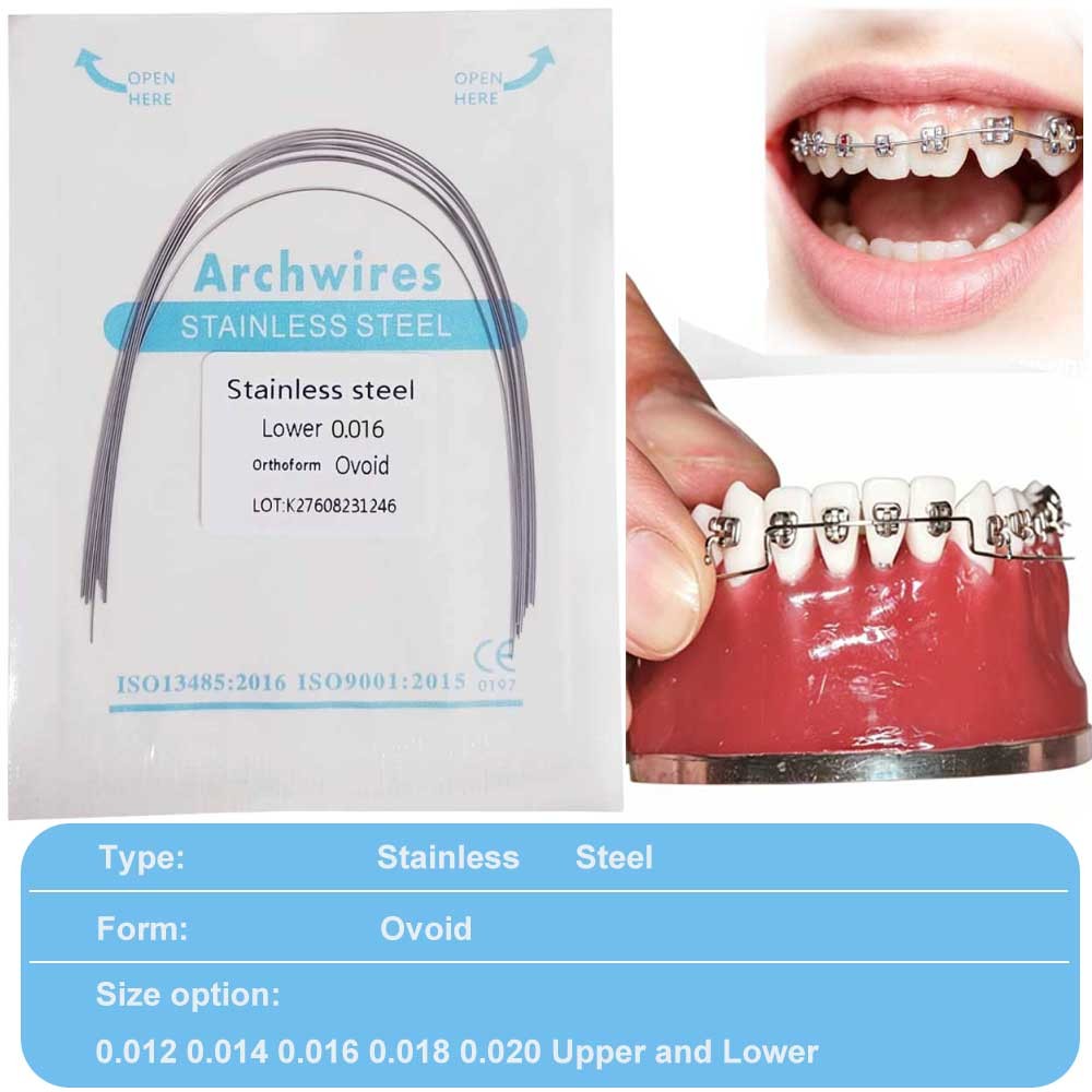 10pcs/pack Dental Orthodontic Stainless Steel Round Arch Wire Ovoid Form
