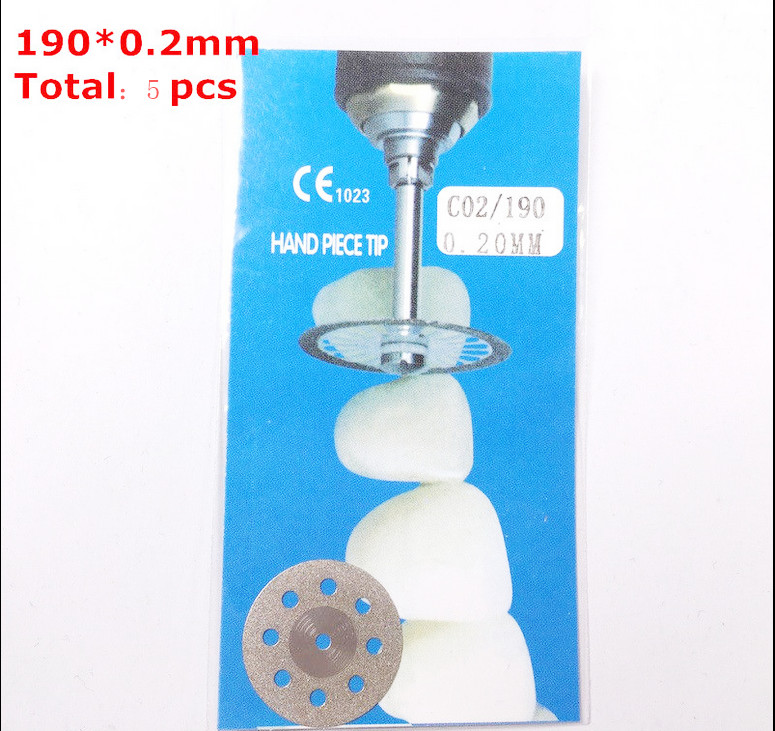 5Pcs Dental Diamond Disc Wheel Porcelain Teeth Cutting Polishing Discs 190*0.2mm