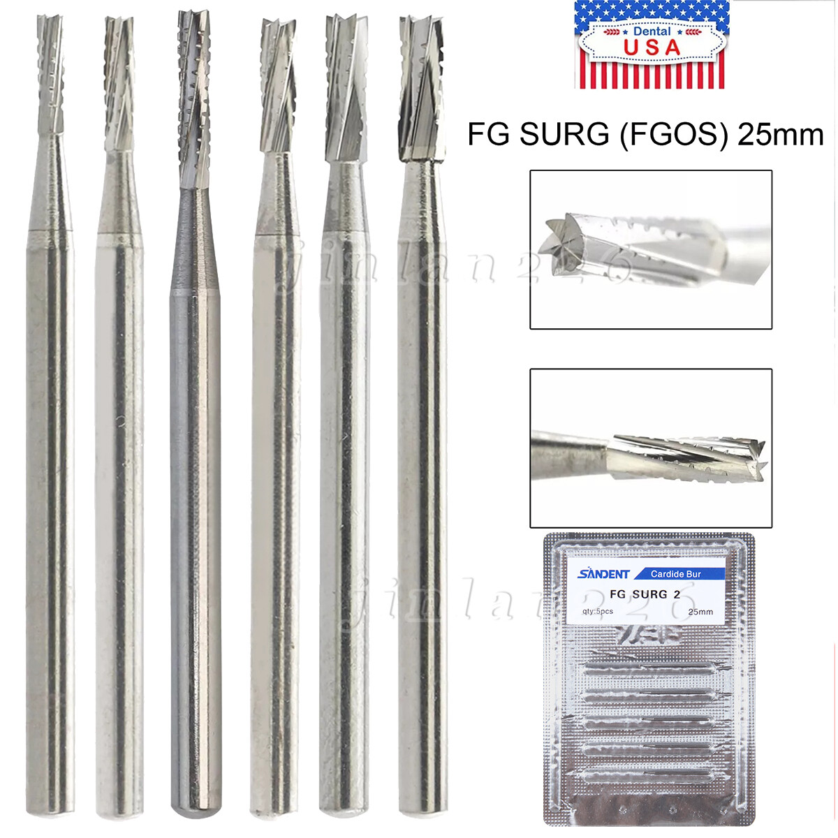 Dental Long Surgical Burs Carbide Taper Fissure FG SURG 25MM
