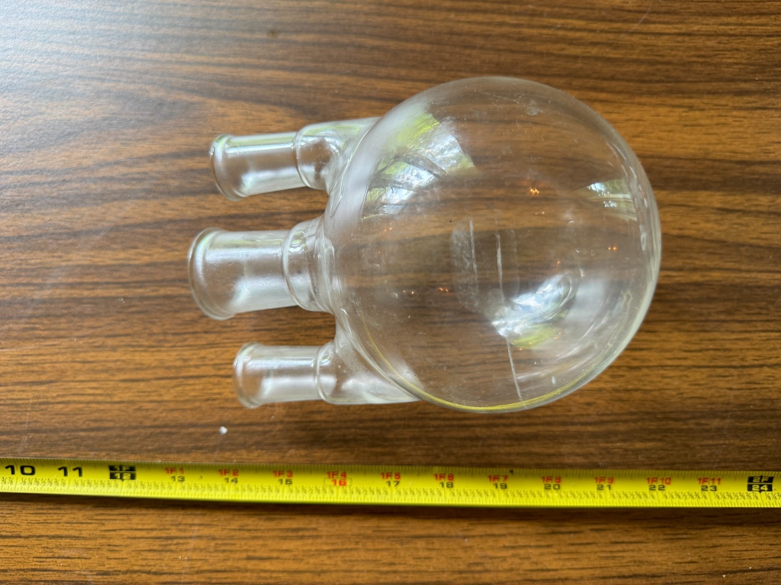 Pyrex Glass 3-Neck Round Bottom Flask Unmarked Unknown
