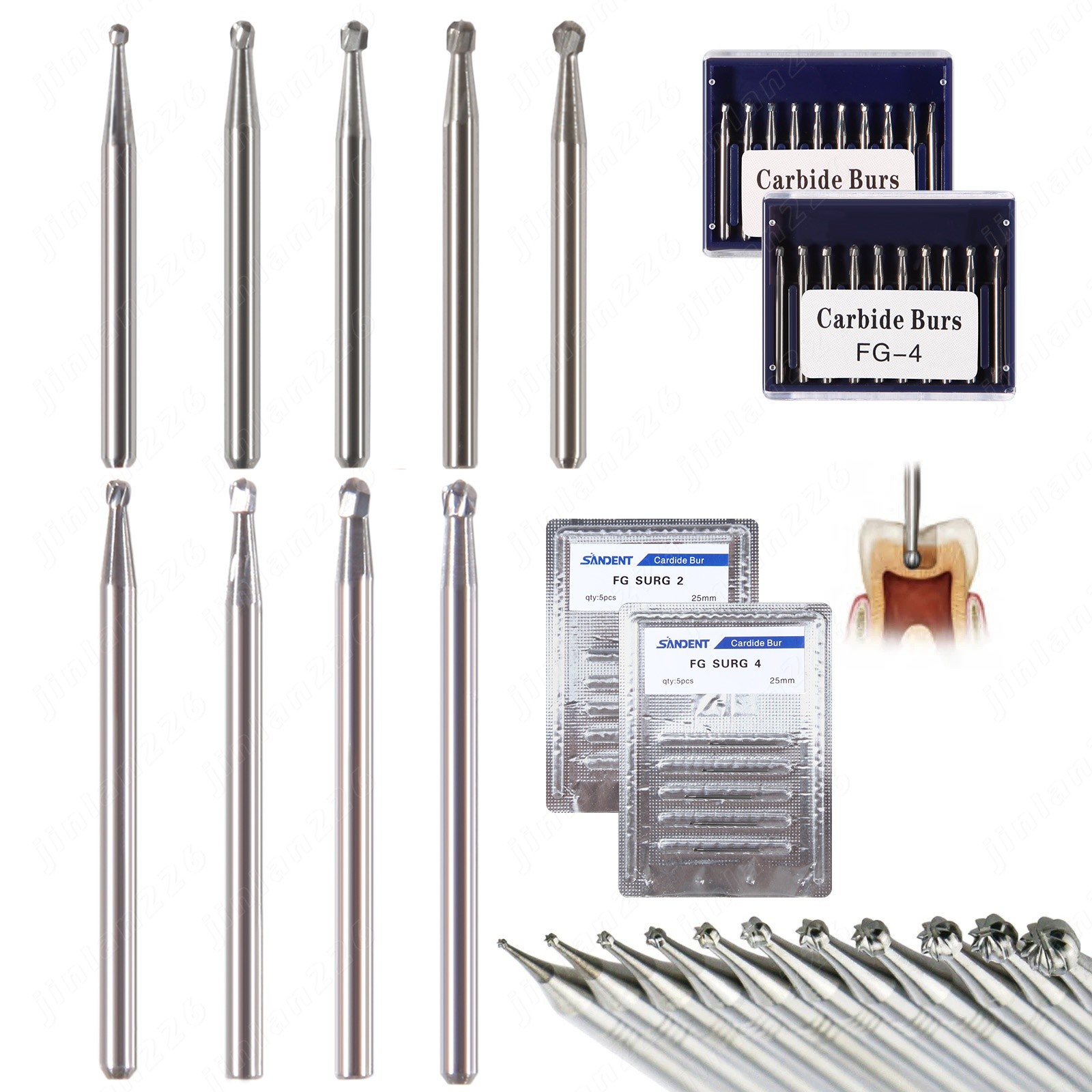 Dental Carbide Burs 19mm FG Straight Fissure Bur for High Speed