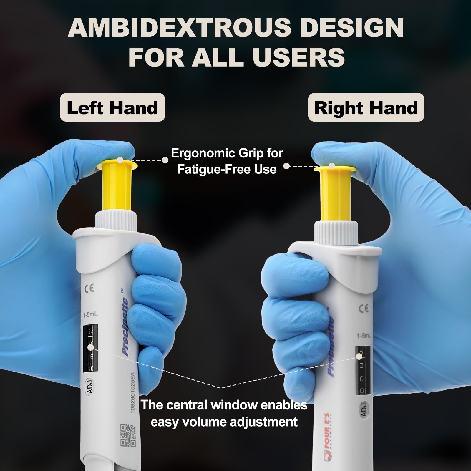 Lab 1-5mL Pipette: Single-Channel Adjustable Micropipette with Color-Coded To…