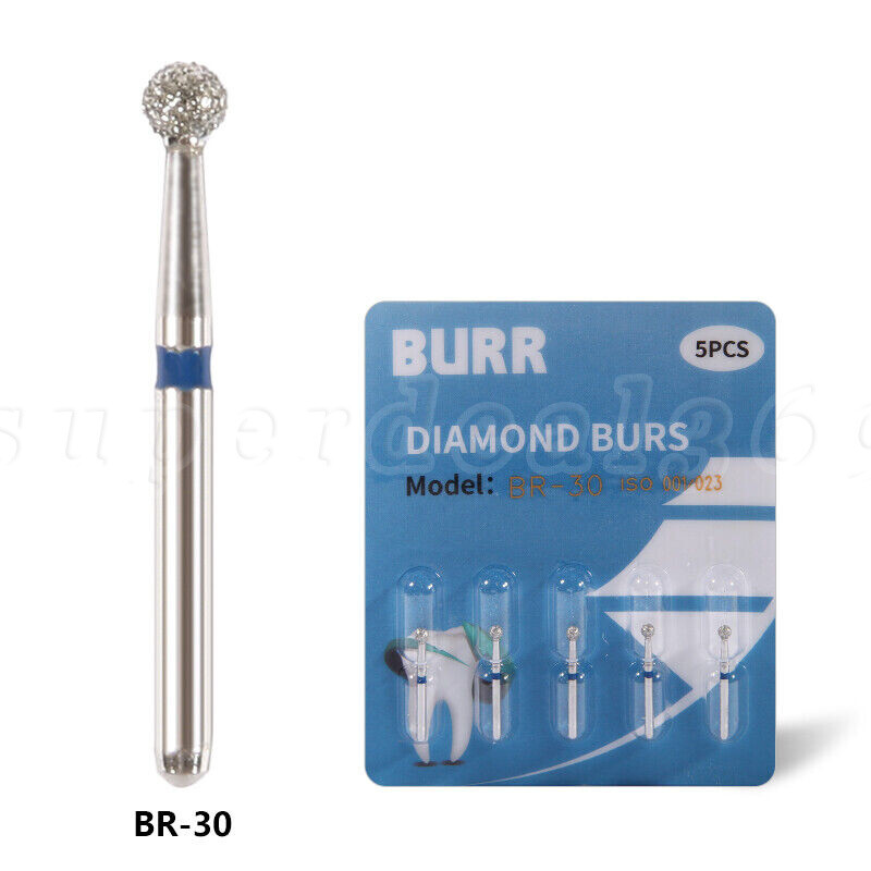 50Pcs Dental Diamond Ball Round Burs FG 1.6mm for High Speed Handpiece BR-30 SA
