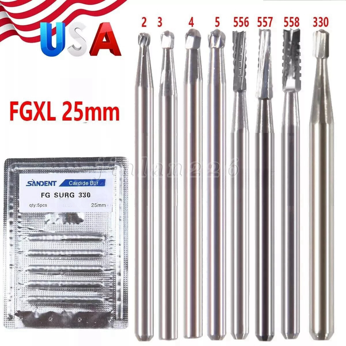 Dental Surgical Length Bur 25mm Tungsten Carbide FG SL Midwest FGOS FG SURG FGXL