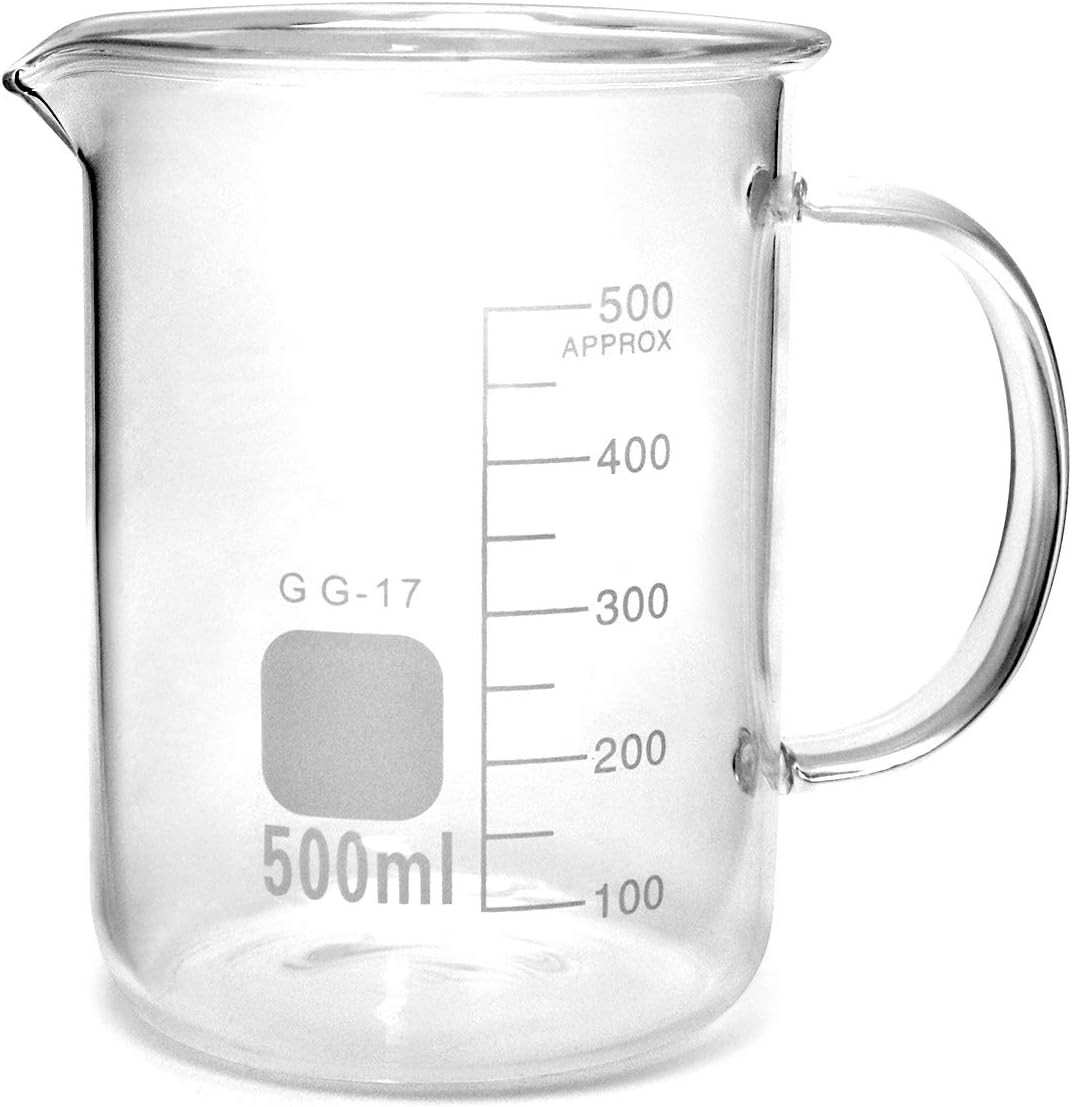 500Ml Beaker Mug with Handle, Borosilicate Glass Measuring Cup