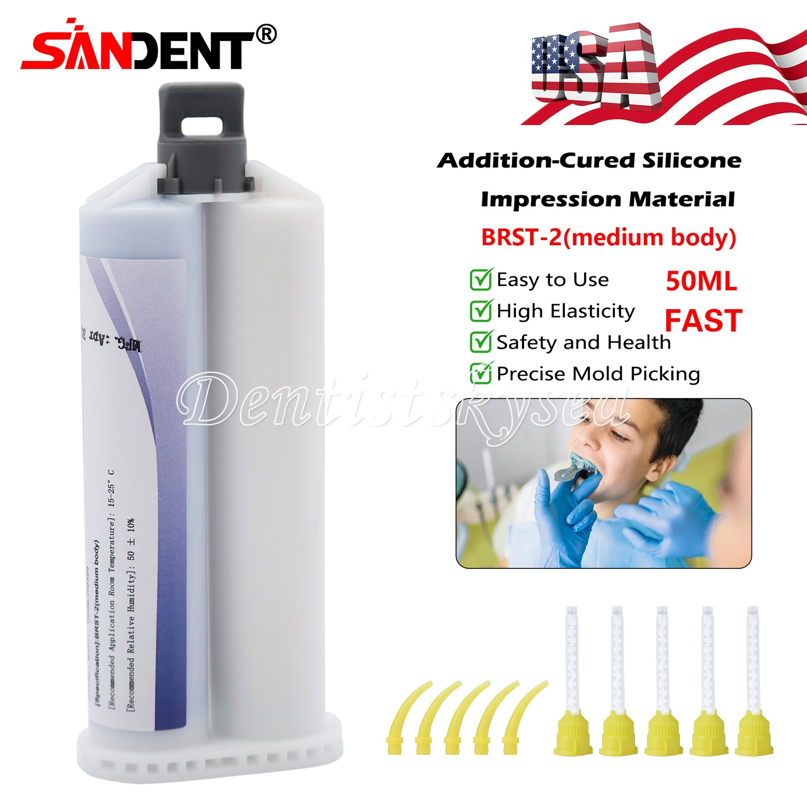 Medium Body Fast Rapid Set Dental Impression Material 50mL Cartridge VPS PVS