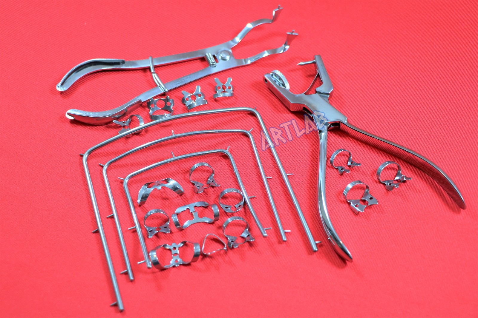 20PCS SET HIGH GRADE RUBBER DAM CLAMPS + FRAMES + PUNCH PLIERS + CLAMP FORCEPS