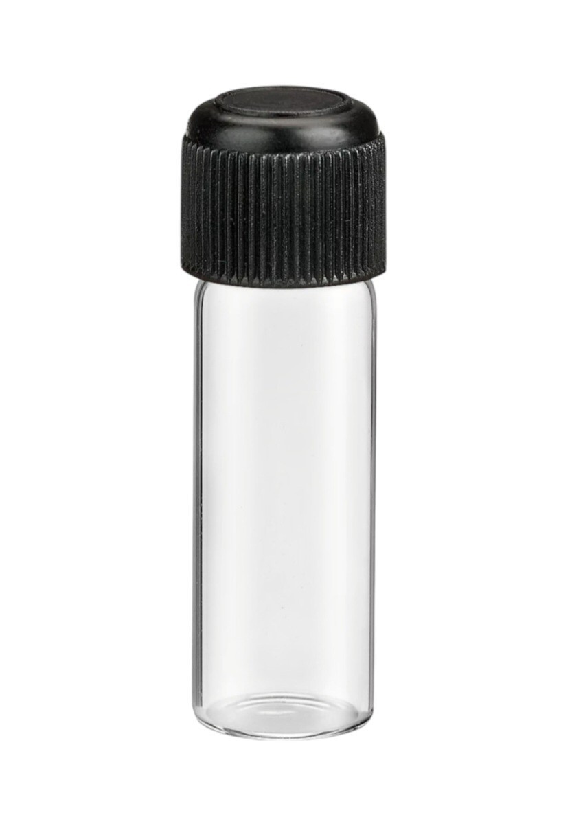 5mL Small Clear Glass Vials with Black Screw Cap ( 12 Count )
