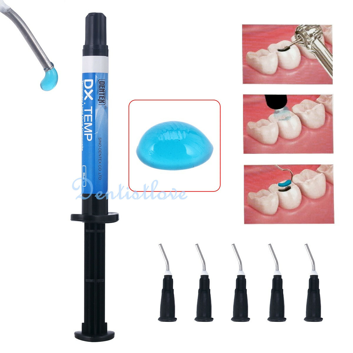 Dental Temporary Flow Light Cure Filling Composite Resin Blue Material 2.5g/PC
