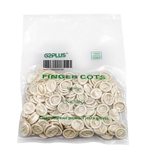 G2PLUS Disposable Latex Finger Cots Rubber, 205 Count (Pack of 1), White