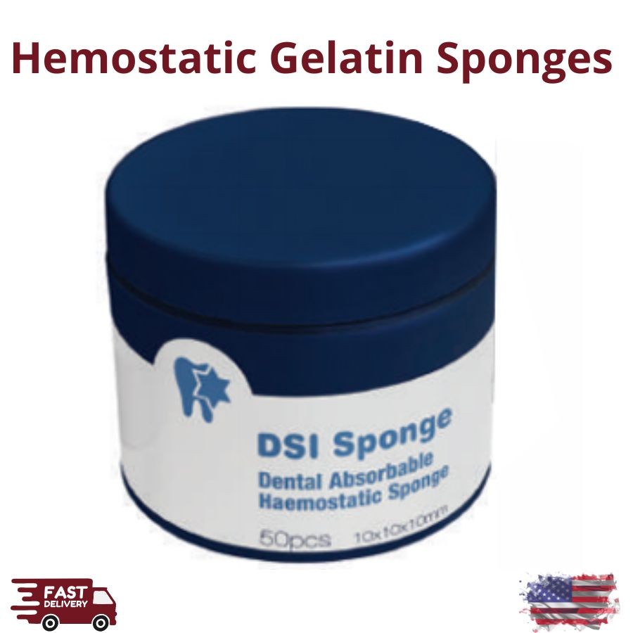 DSI Absorbable Gelatin Hemostatic Sponges 50/Jar Non-Sterile Dental Dressing