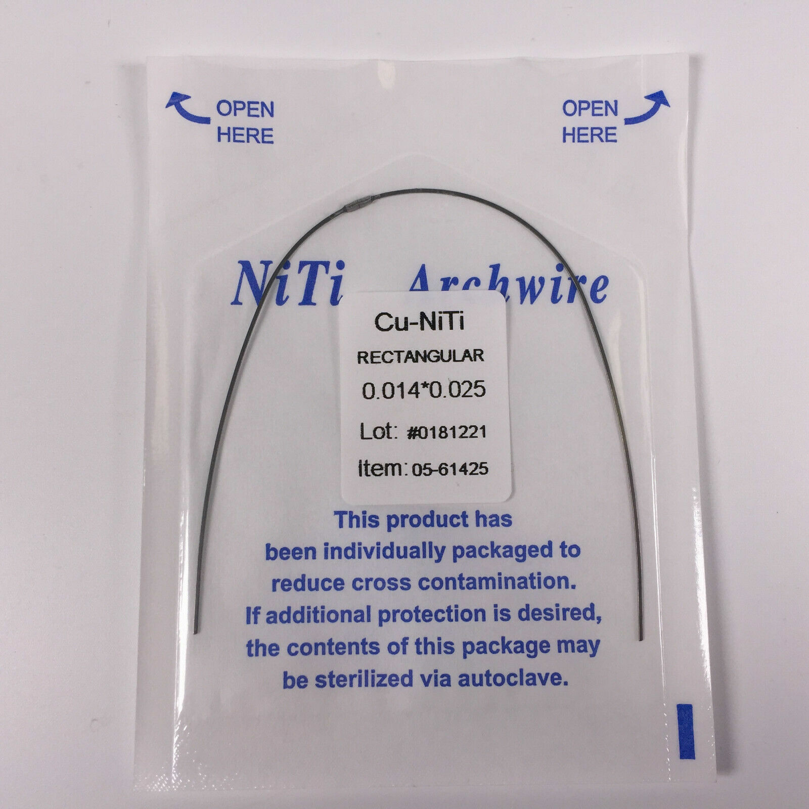 50pcs Dental Copper Cu-Niti Rectangular Arch Wires With Stopper 14-19*25 16*22