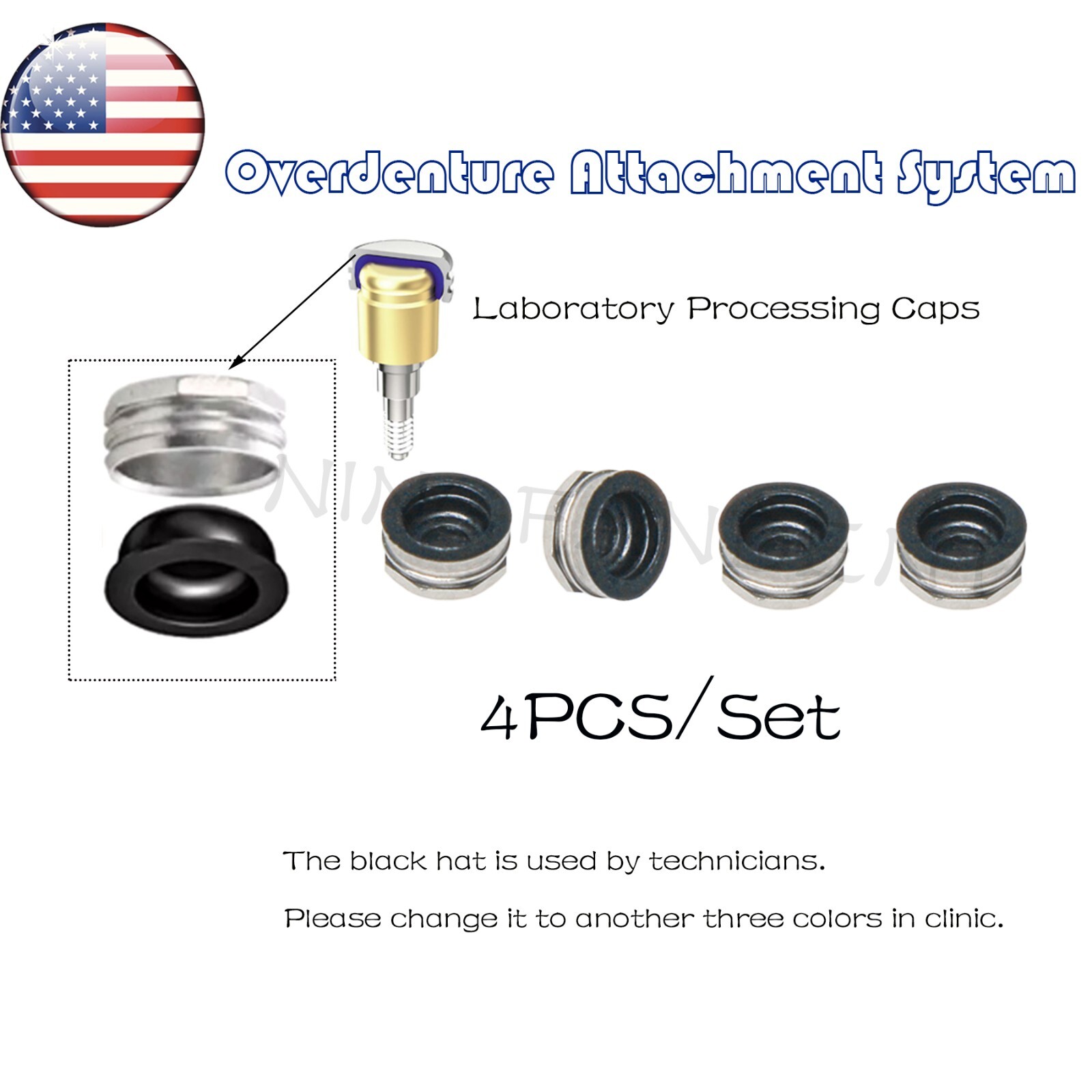 US Implant Locator Abutment & Retention Caps For Hiossen ET III Mini/Standard