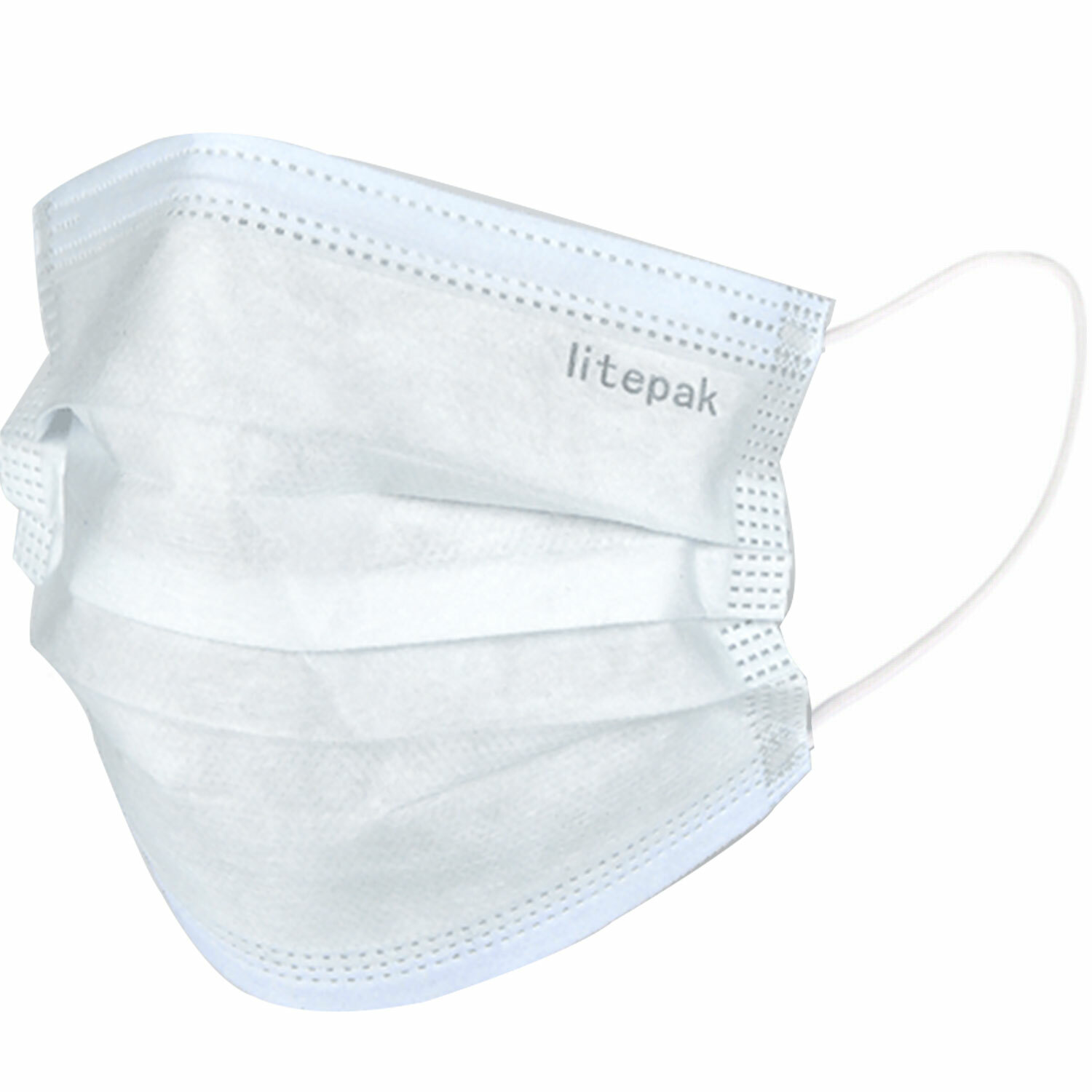 100pcs Litepak White Disposable 3 Ply Face Mask SOFT Earloop Premium Mouth Cover