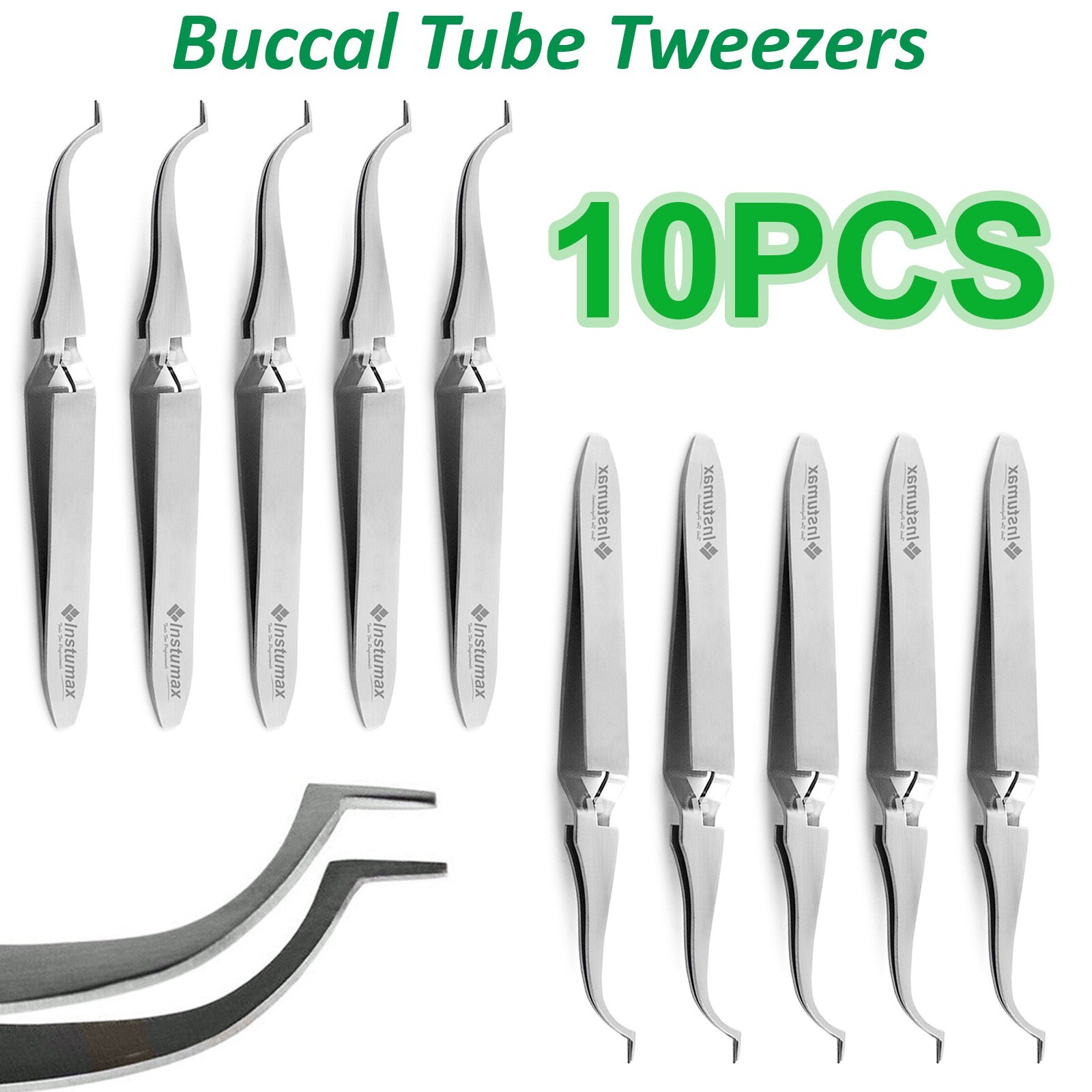 10 Pieces Dental Buccal Tube Tweezers Slim Orthodontic Bracket Placing Holding