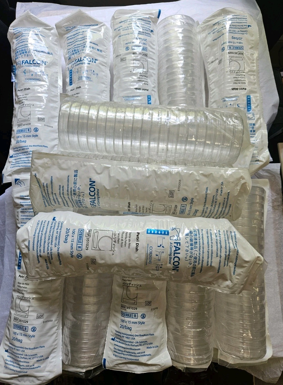 New Falcon Corning 351029 Box of 13 100mm x 15mm Petri Dish 20 Per Pack 260 pcs