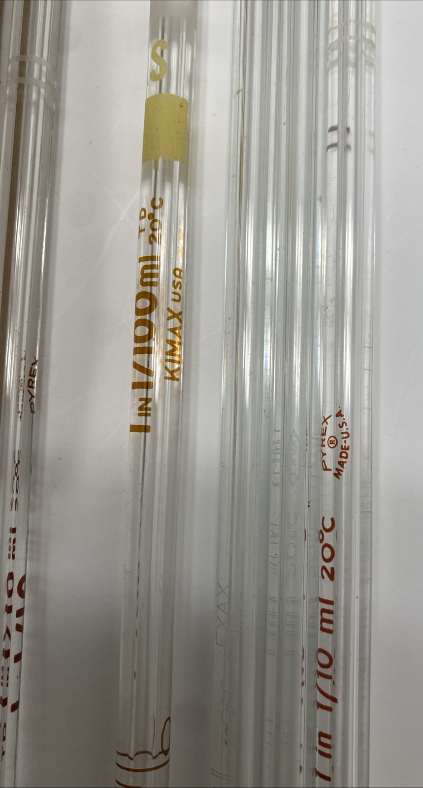 Lot Of 44 Mixed Kimble Kimax Glass Pipettes Pipets Various Sizes 37033, 37034