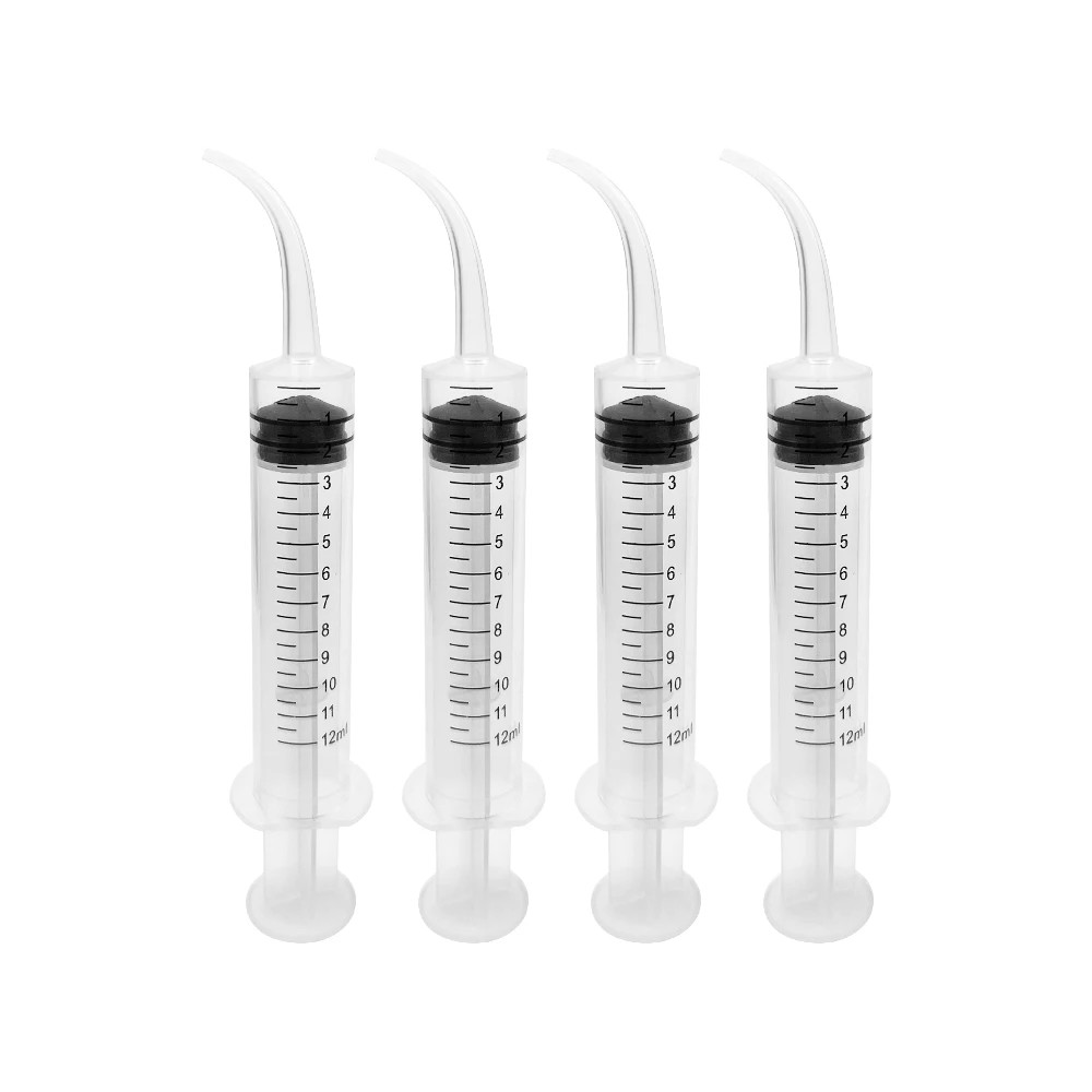 5Pcs Dental Disposable Irrigation Syringe with Curved Tip 12Ml for Dentist Use D