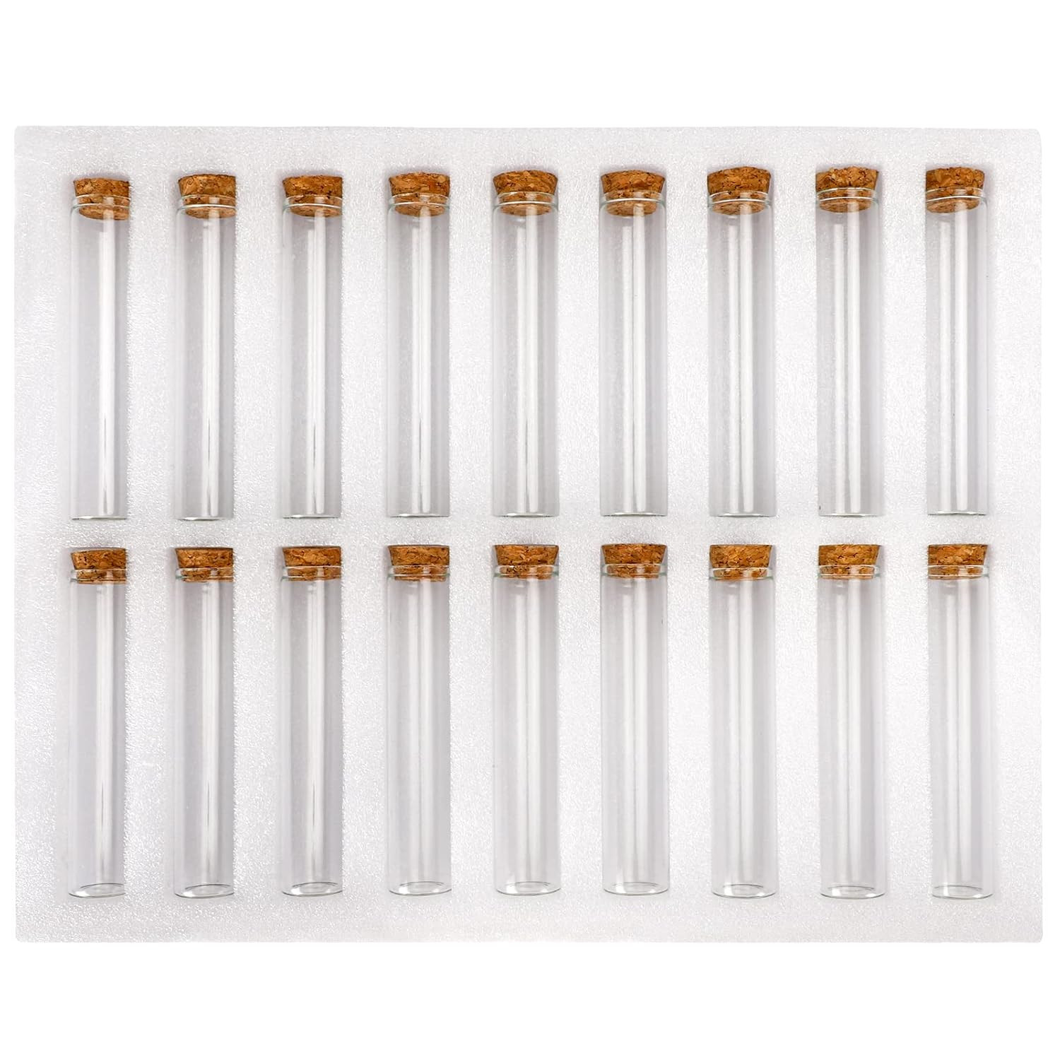 18Pcs Glass Test Tube, 25×120Mm Clear Flat Test Tubes with Cork Stoppers for Pla