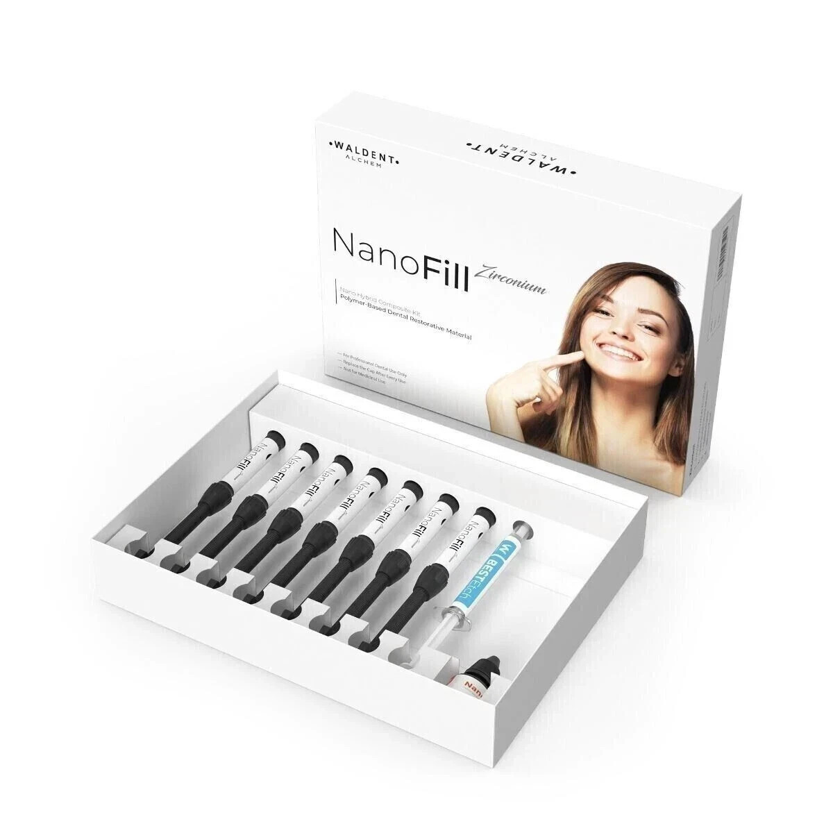 Waldent NanoFill Light Cure Radiopaque Zirconium Composite Kit 7 x 4g Syr fast s
