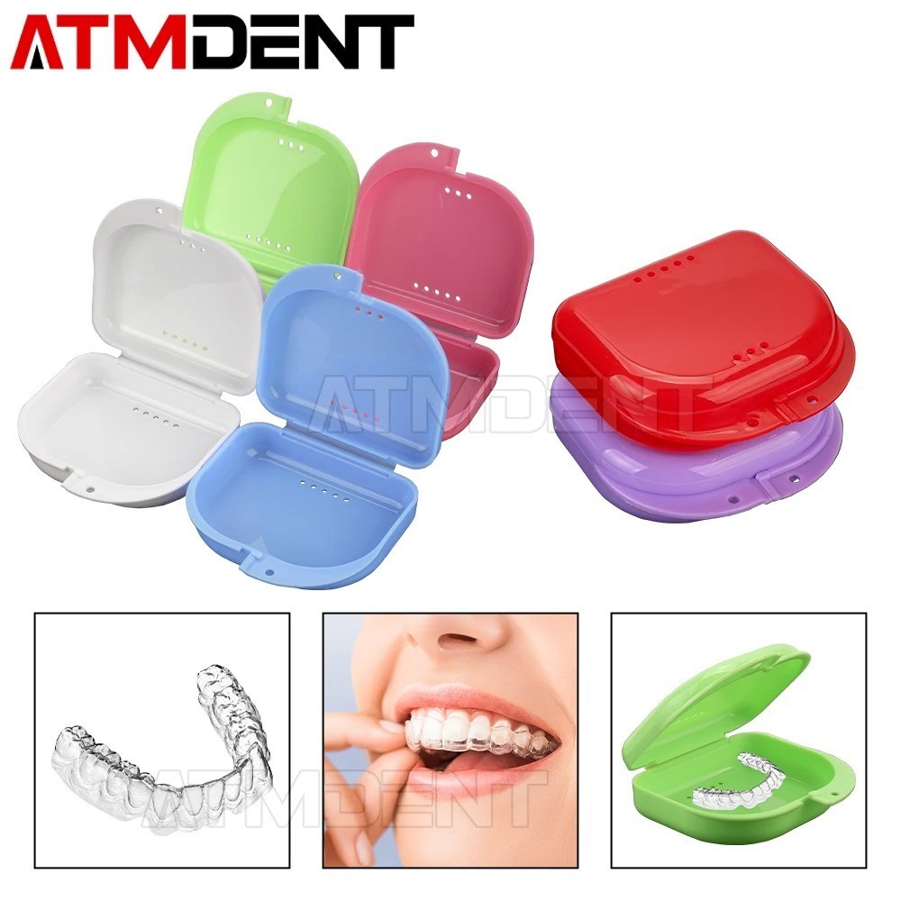 1PC Denture Case Retainer Box Dental Braces Storage Holder with Vent Holes
