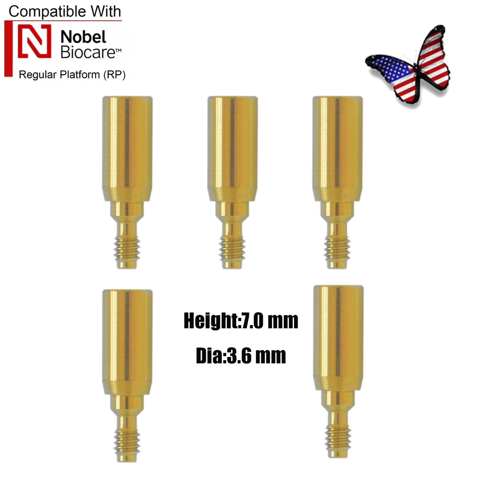 US Nobel Active Dental Regular Platform RP Healing Abutments & Cap Closure Screw
