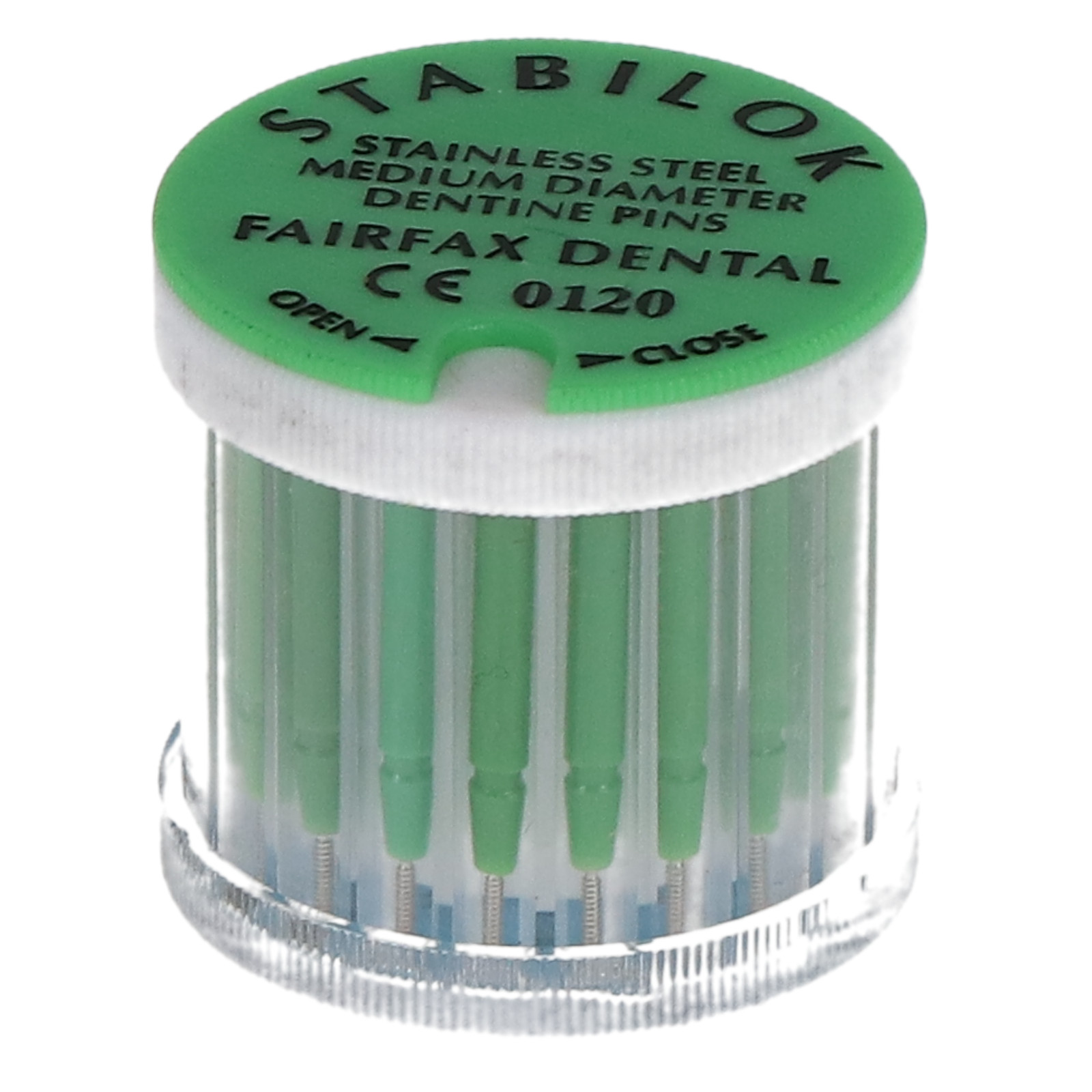Fairfax Dental 50052 Stabilok Pins .027″ Green Stainless Steel 20/Pk