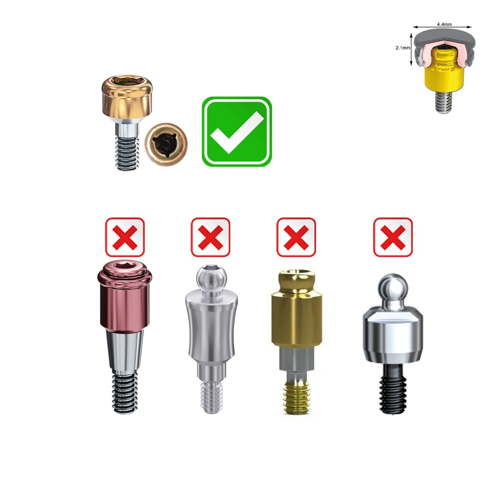 Zest Locator Abutment Retention Replacement Insert Cap Dental Overdenture Parts
