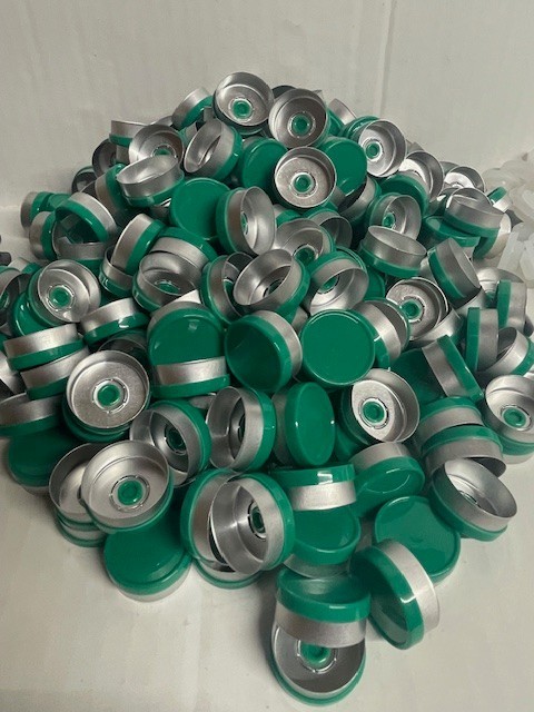 Large 1000 Pc.Lot 20mm Flip Top Cap Aluminum Crimp Seal for Vials Shiny Green