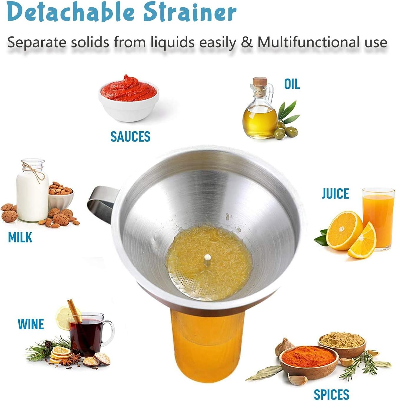 4 inch Stainless Steel Funnel with 200 Mesh Filter Screen for Transfer…