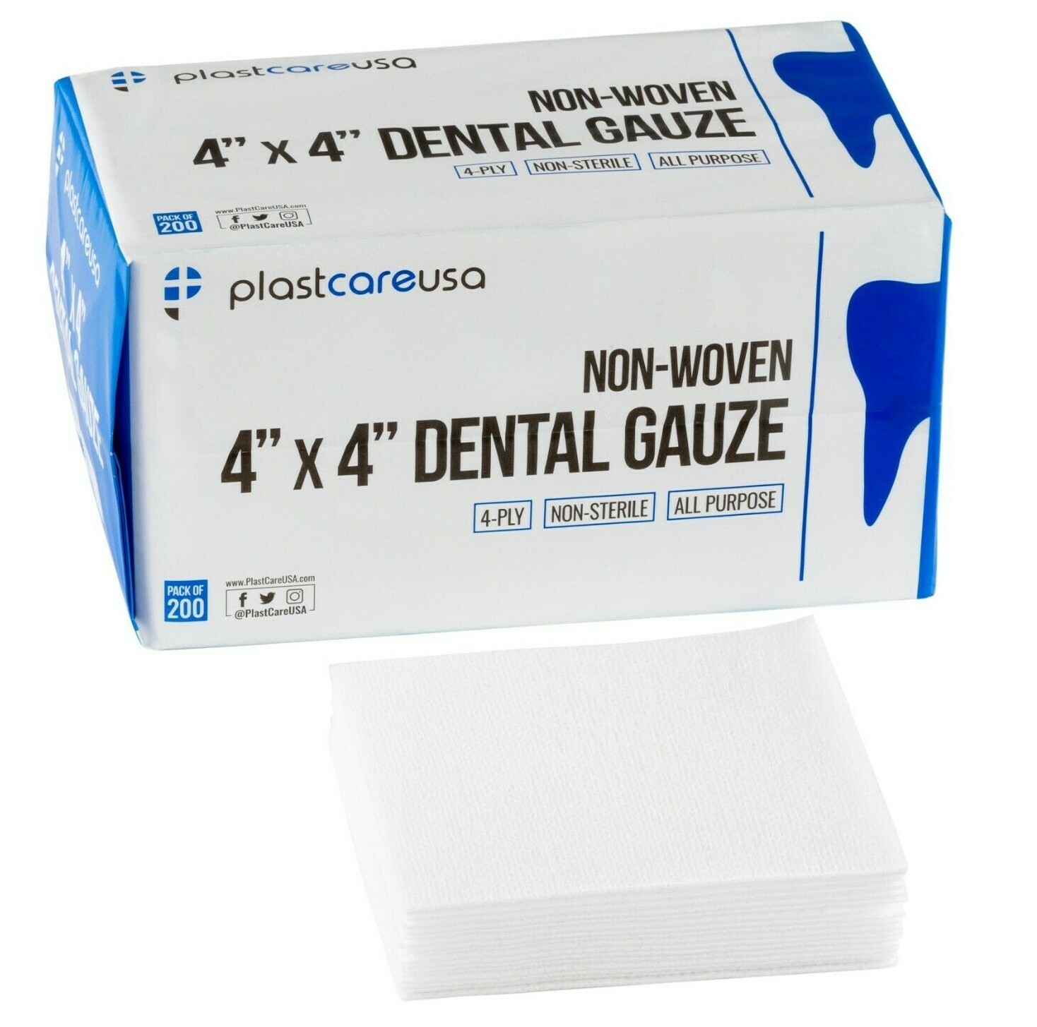 1000 4×4 Non Woven Sponges 4-Ply, Non-Sterile Cotton Dental Gauze Pads